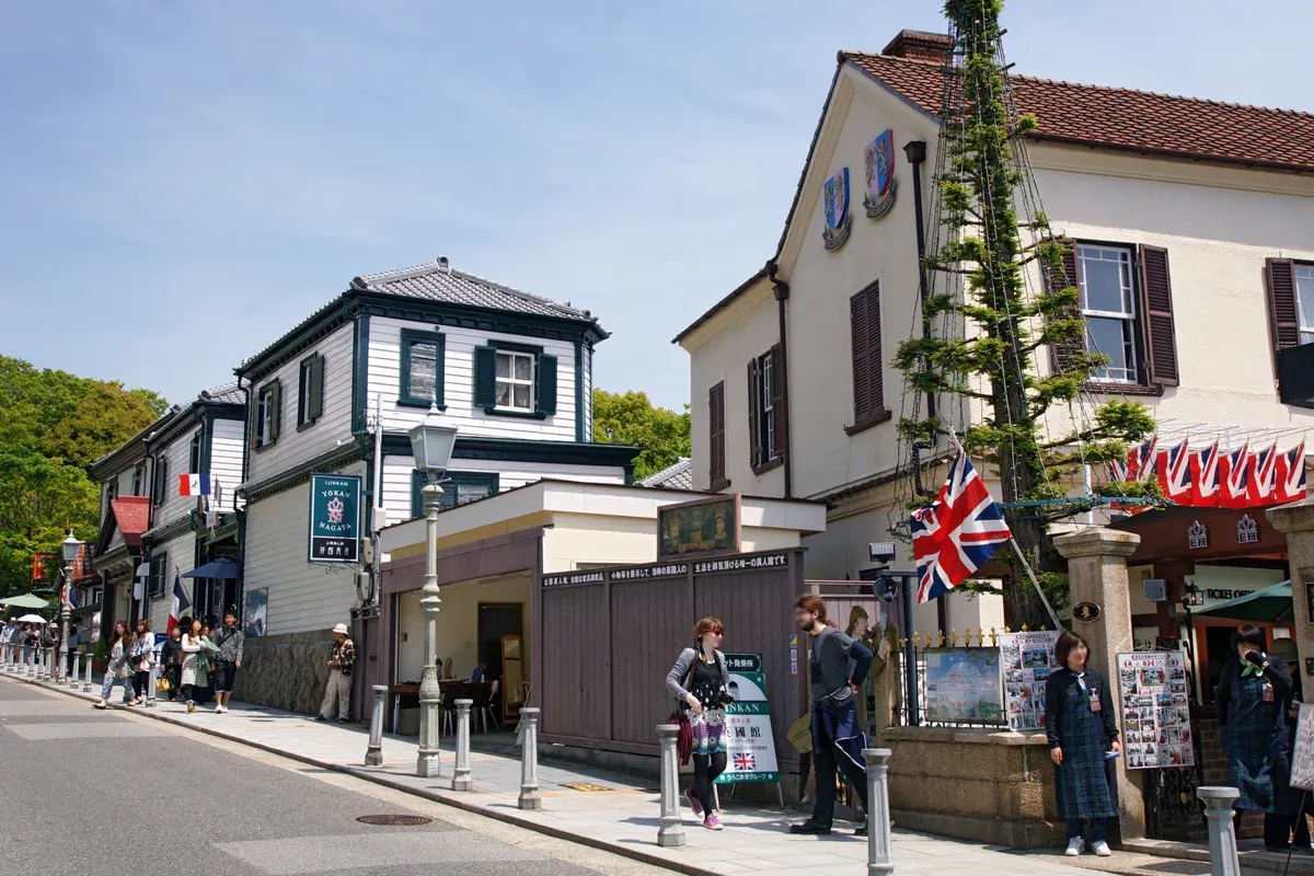 Western-style houses on a Kitano street in Kobe on a Nara, Osaka and Kobe day tour from Kyoto