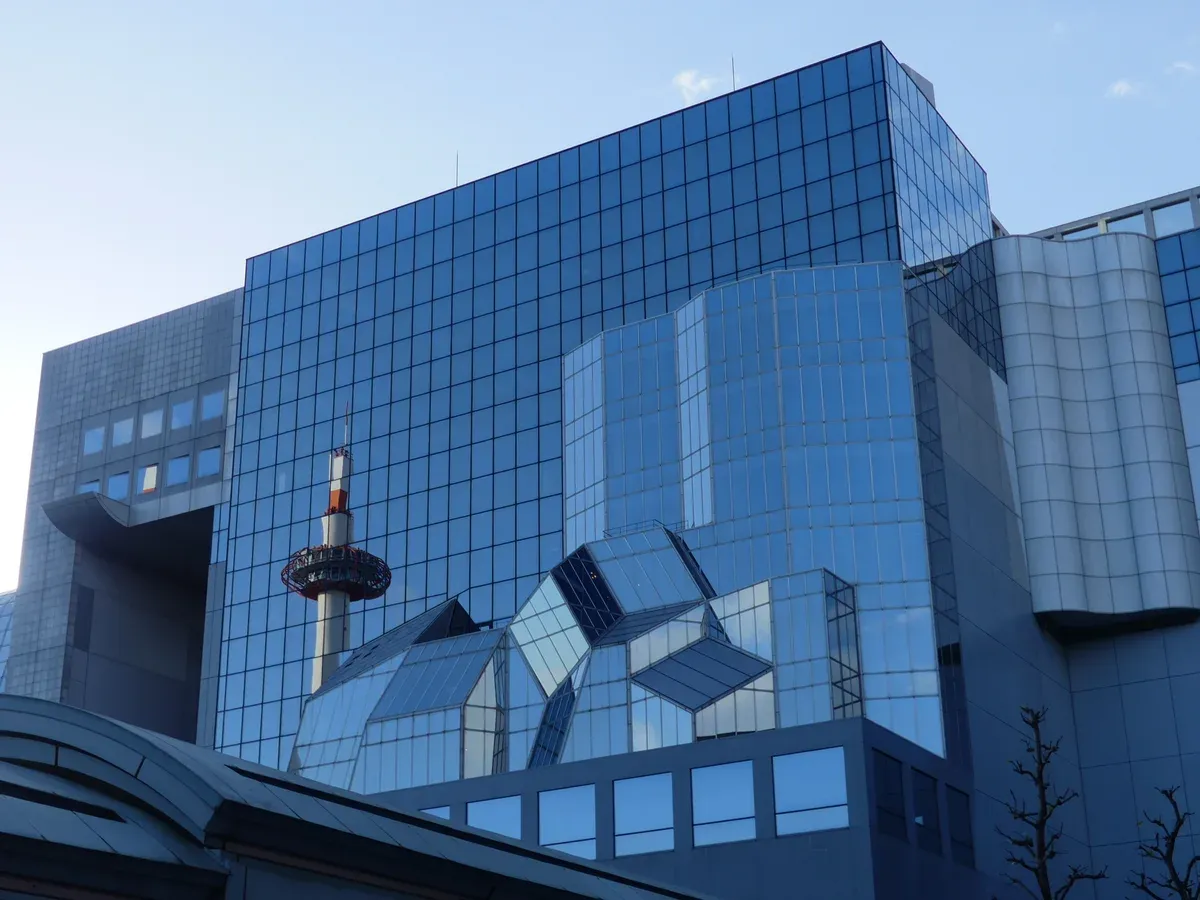 Kyoto Station glass facade, the starting point for a free day trip from Kyoto