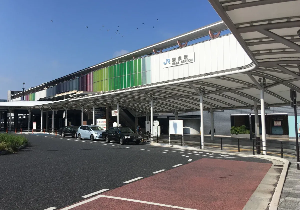 JR Nara Station building at the end of the train for a day trip from Kyoto to Nara